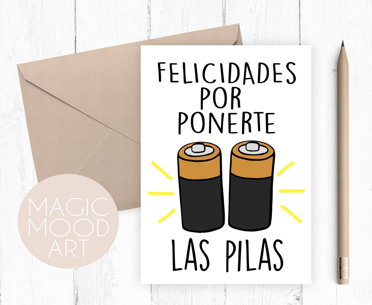 Felicidades Por Ponerte Las Pilas - Spanish Greeting Card