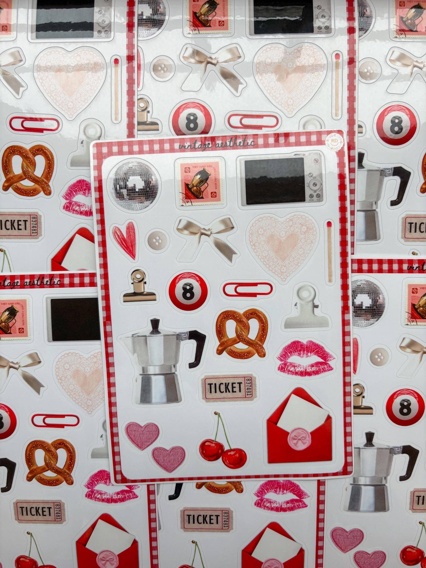 Vintage Junk Journal 5x7 Sticker Sheet, scrapbooking