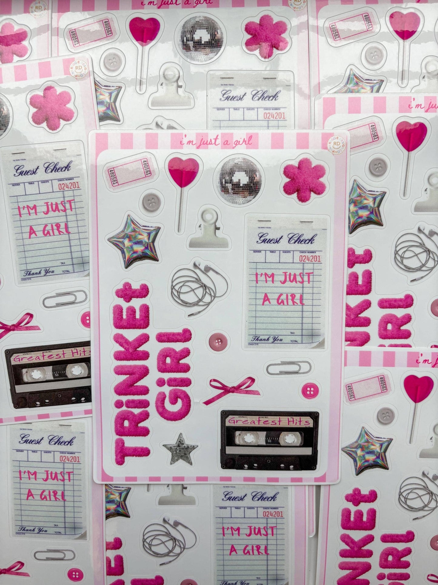 Trinket Girl Junk Journal 5x7 Sticker Sheet, scrapbooking