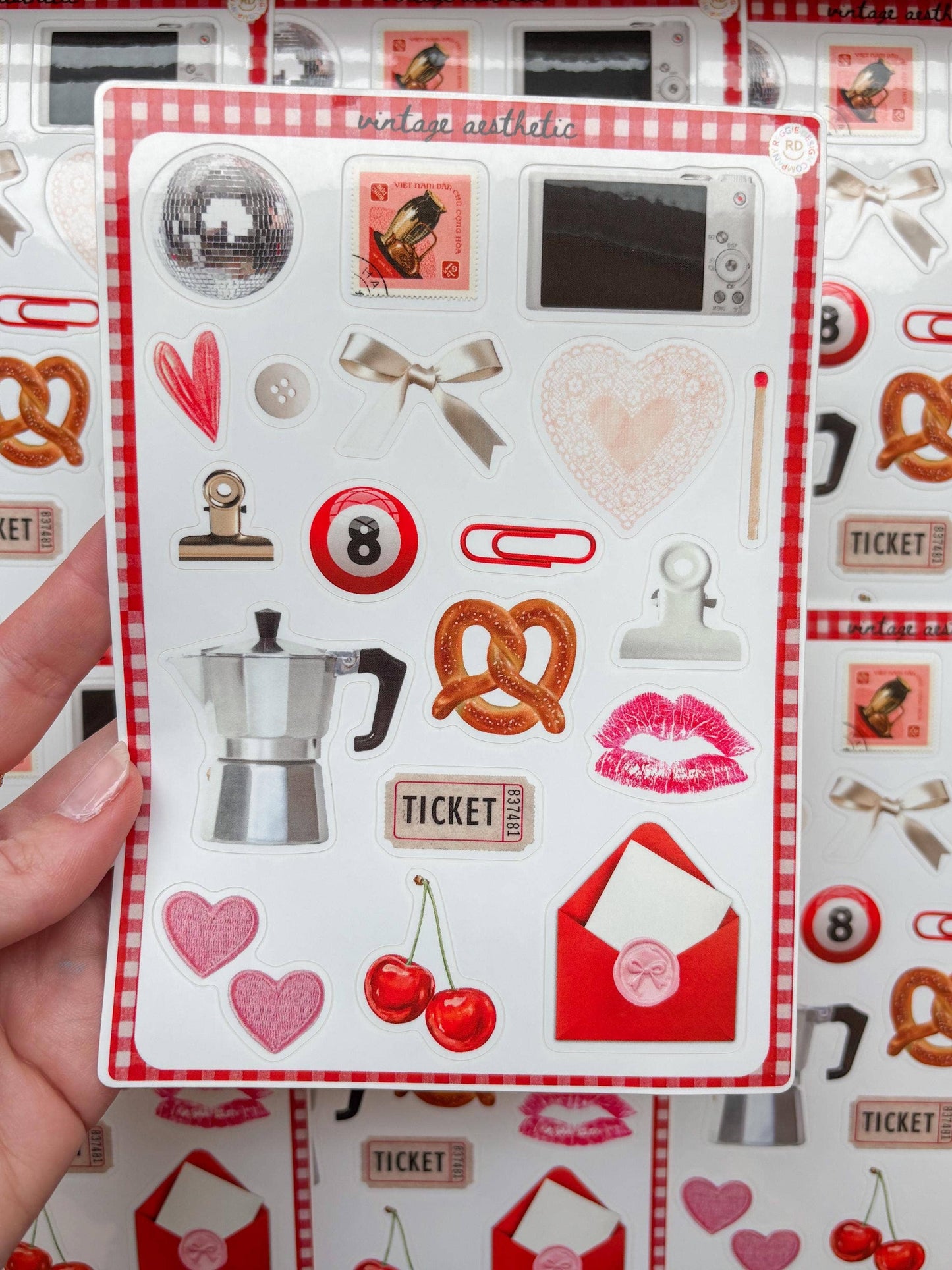 Vintage Junk Journal 5x7 Sticker Sheet, scrapbooking