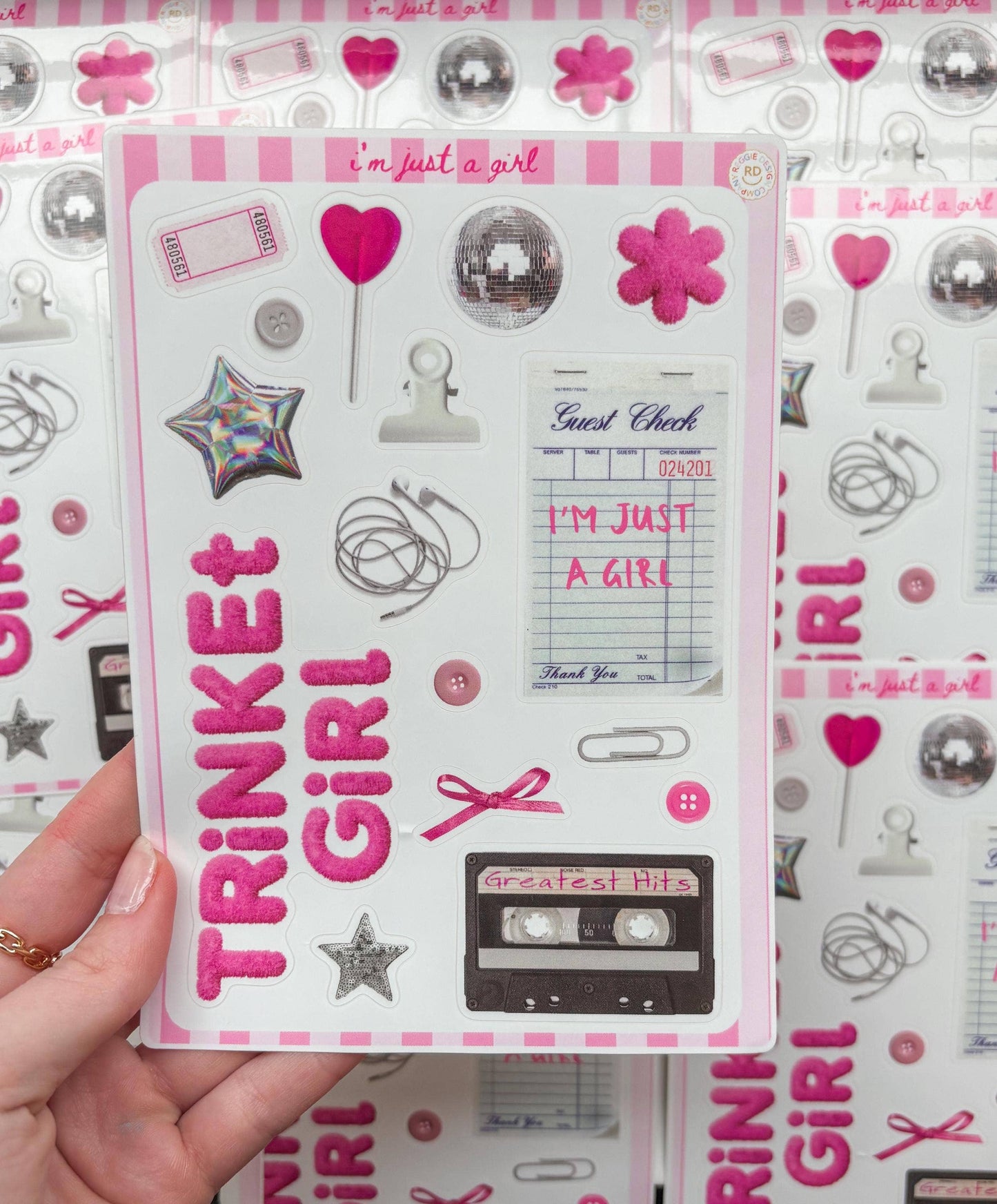 Trinket Girl Junk Journal 5x7 Sticker Sheet, scrapbooking