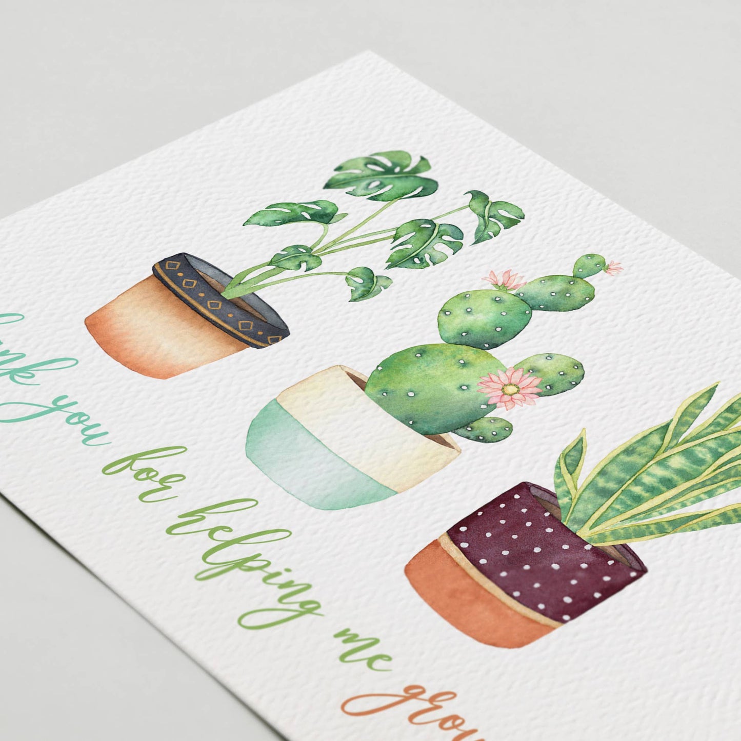 Thank You For Helping Me Grow Card, Teacher Appreciation