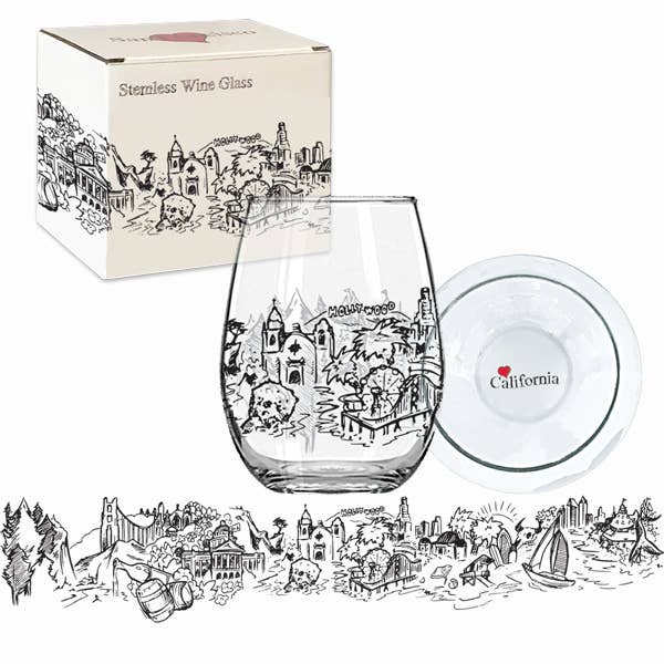 Heart in CA Stemless Wine Glass