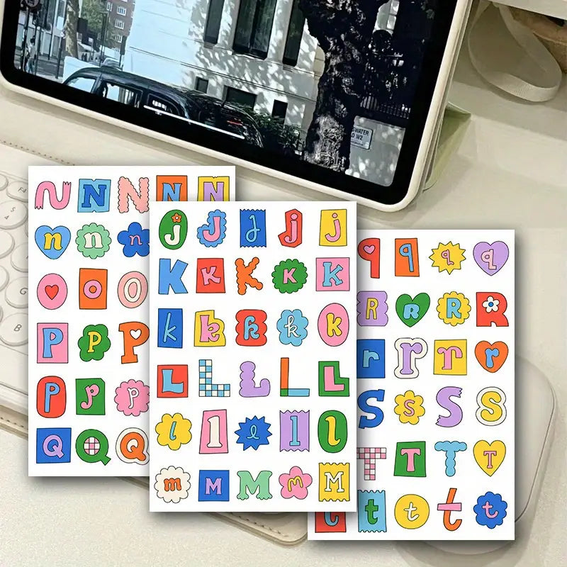 Cartoon Alphabet Sticker Sheets