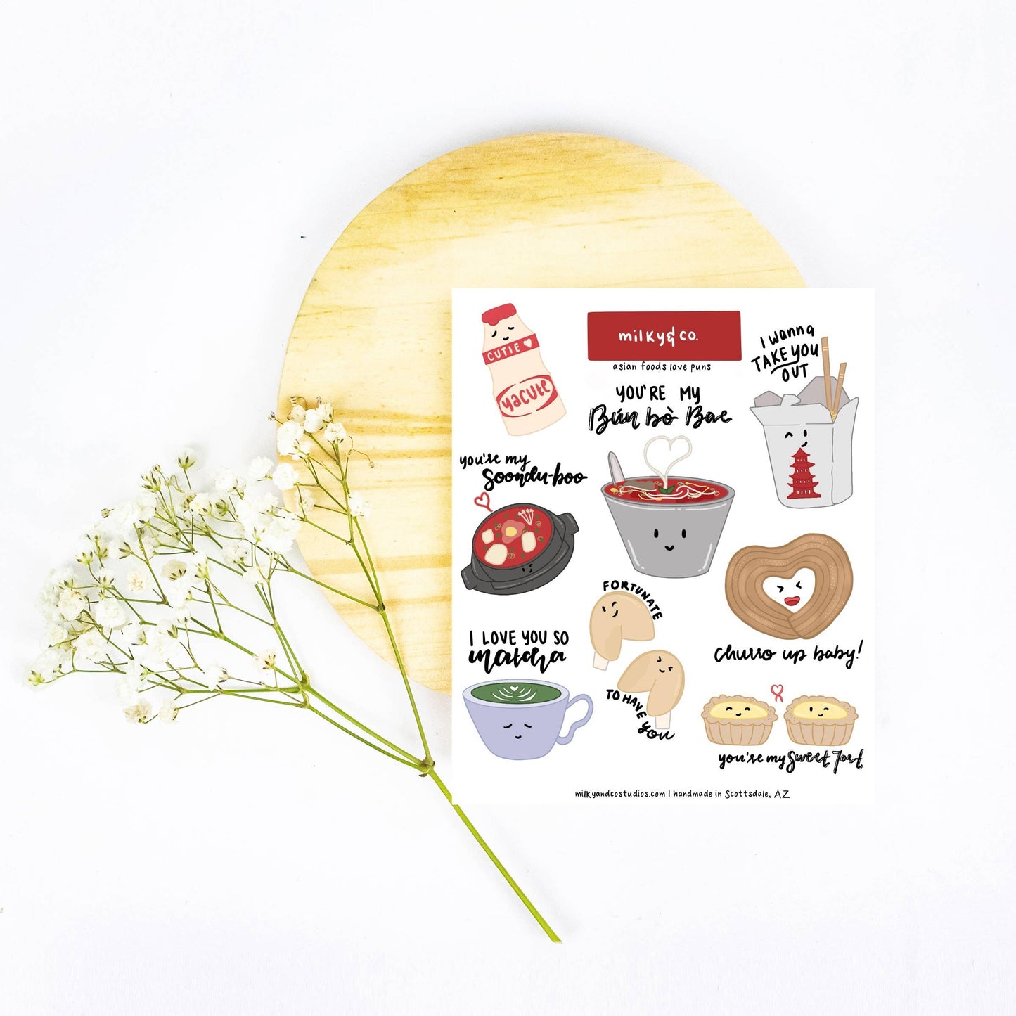 Asian Foods Love Puns - Sticker Sheet