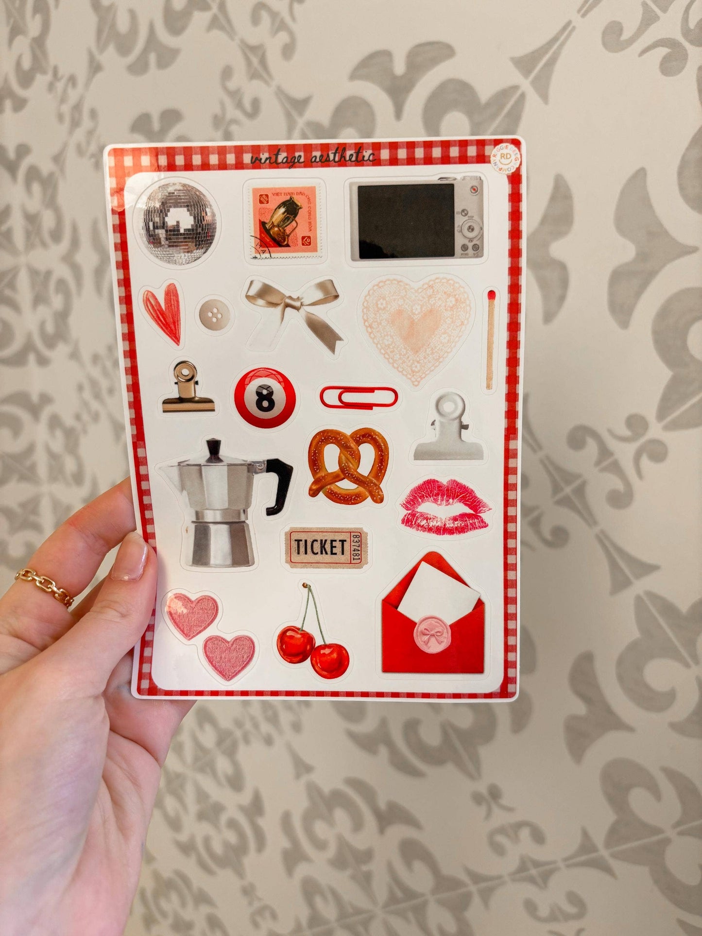 Vintage Junk Journal 5x7 Sticker Sheet, scrapbooking