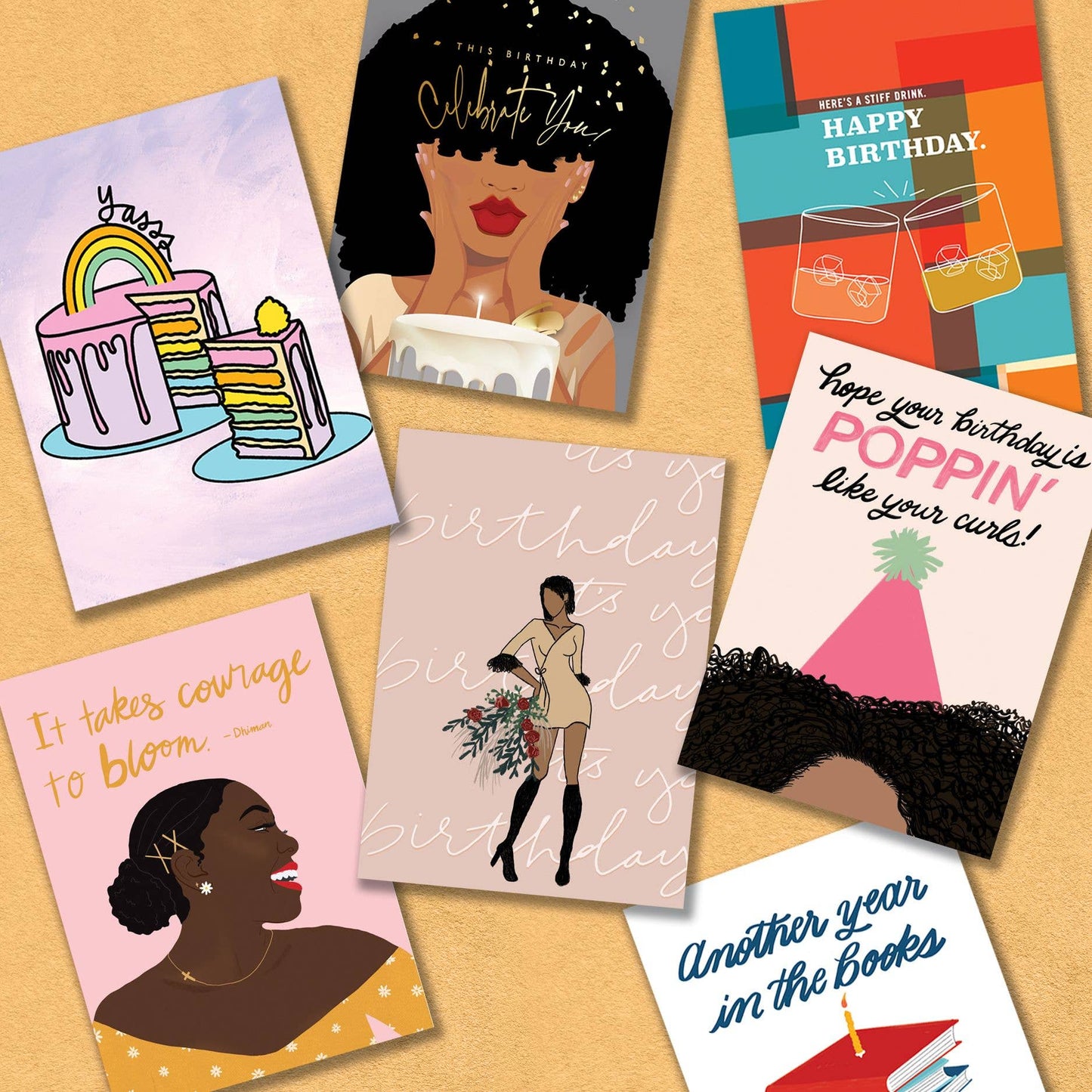 Poppin' Curls Birthday Card