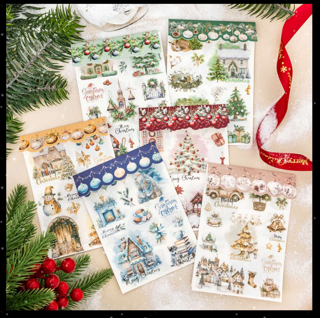 Christmas Cheer Transfer Sticker Sheets
