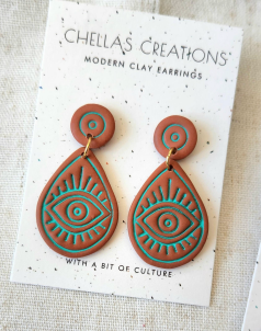 Turquoise Evil Eye Earrings | Chellas Creations