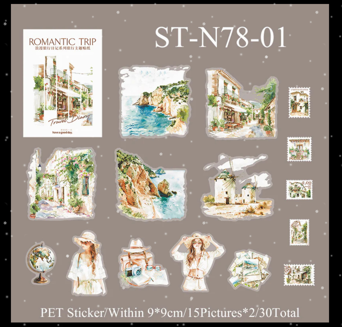 Romantic Trip Scene Stickers