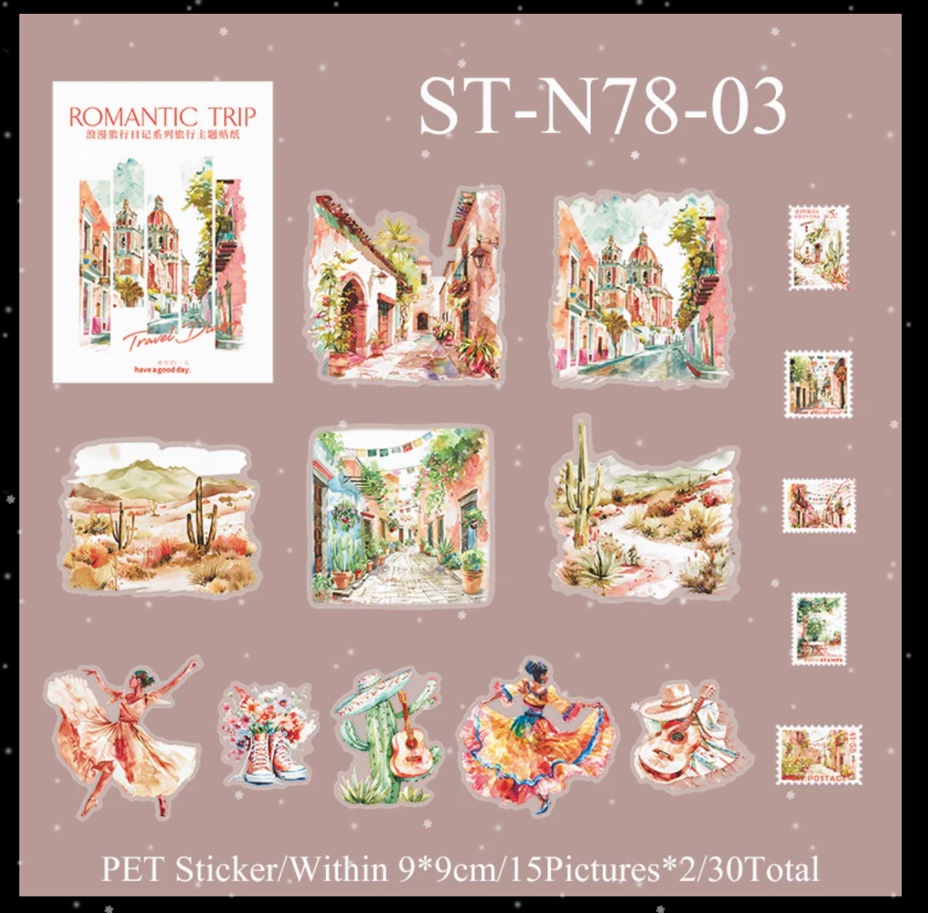 Romantic Trip Scene Stickers