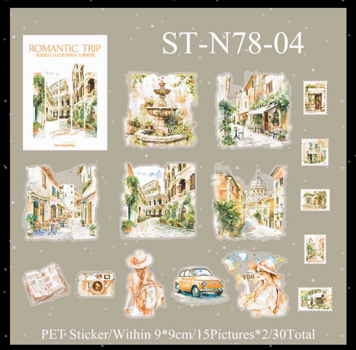 Romantic Trip Scene Stickers