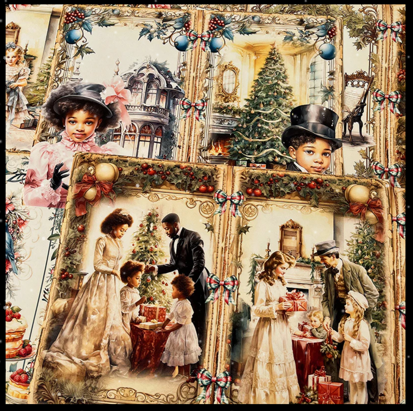 Victorian Christmas Background Paper