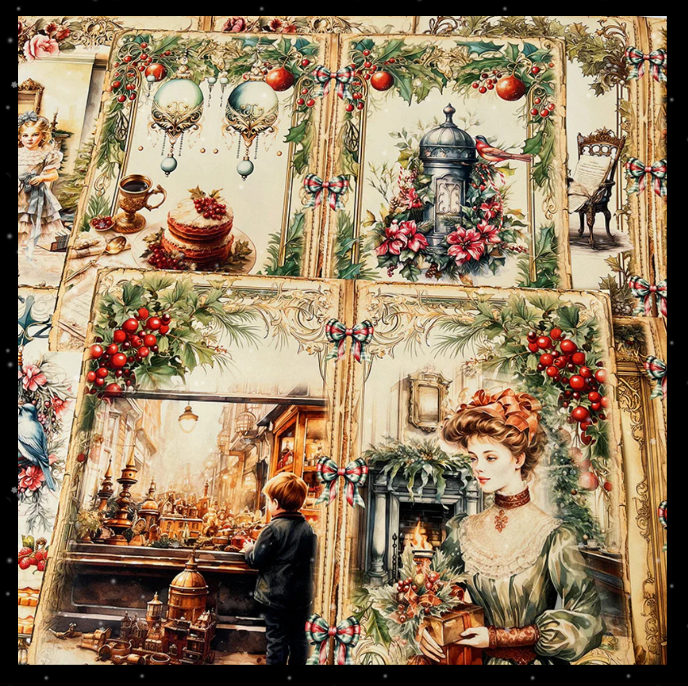 Victorian Christmas Background Paper
