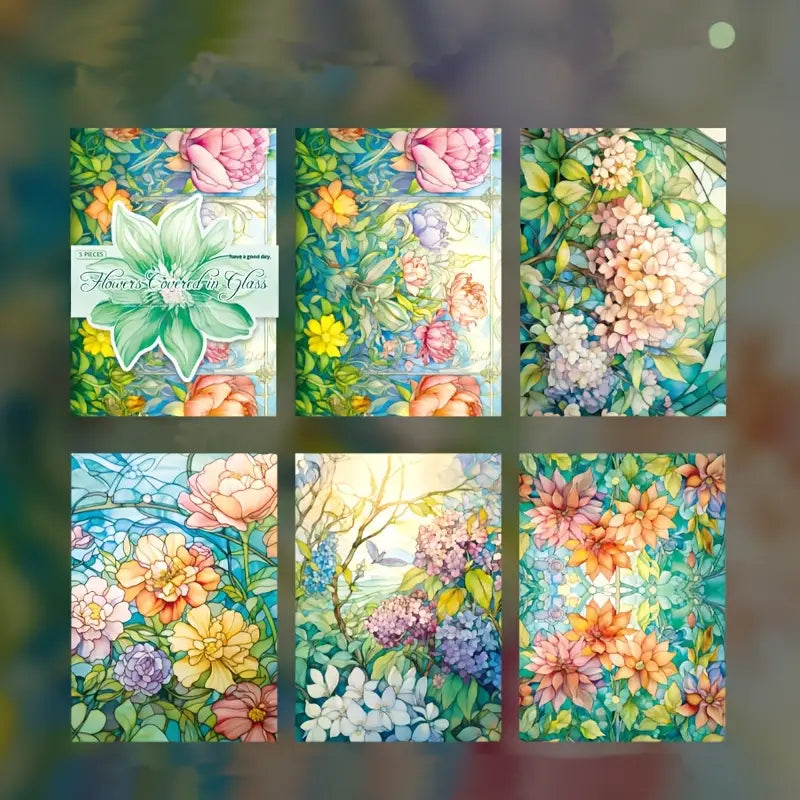 Stained Glass Flower Background Sticker