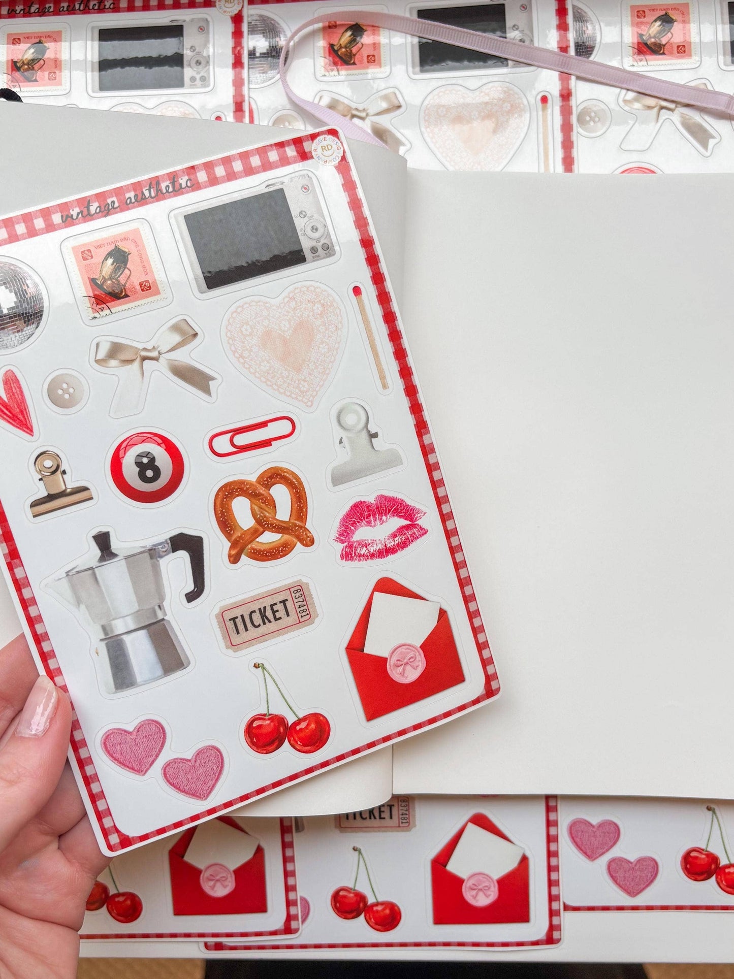 Vintage Junk Journal 5x7 Sticker Sheet, scrapbooking