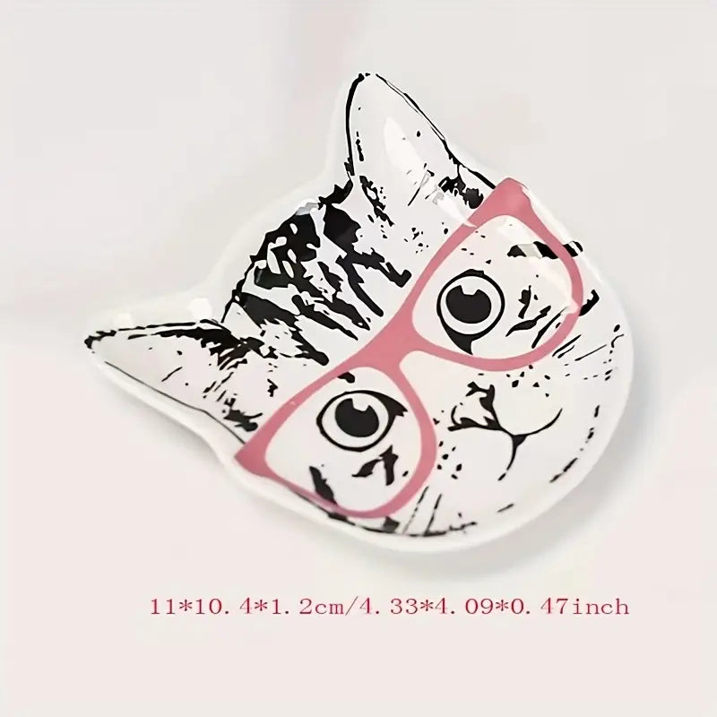 Cat with Glasses Trinket Dish