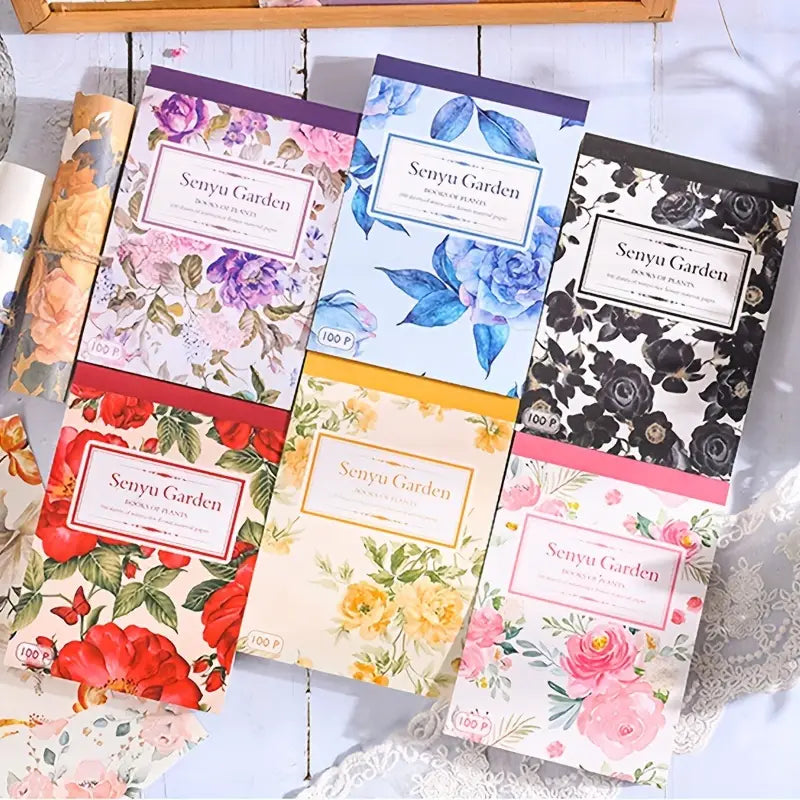 Senyu Garden Vintage Floral Scrapbook Paper Book