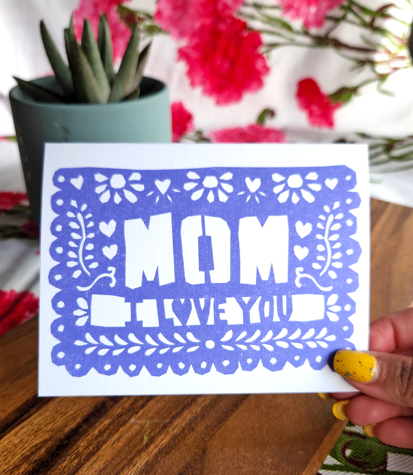 Mom I Love You Papel Picado Greeting Card