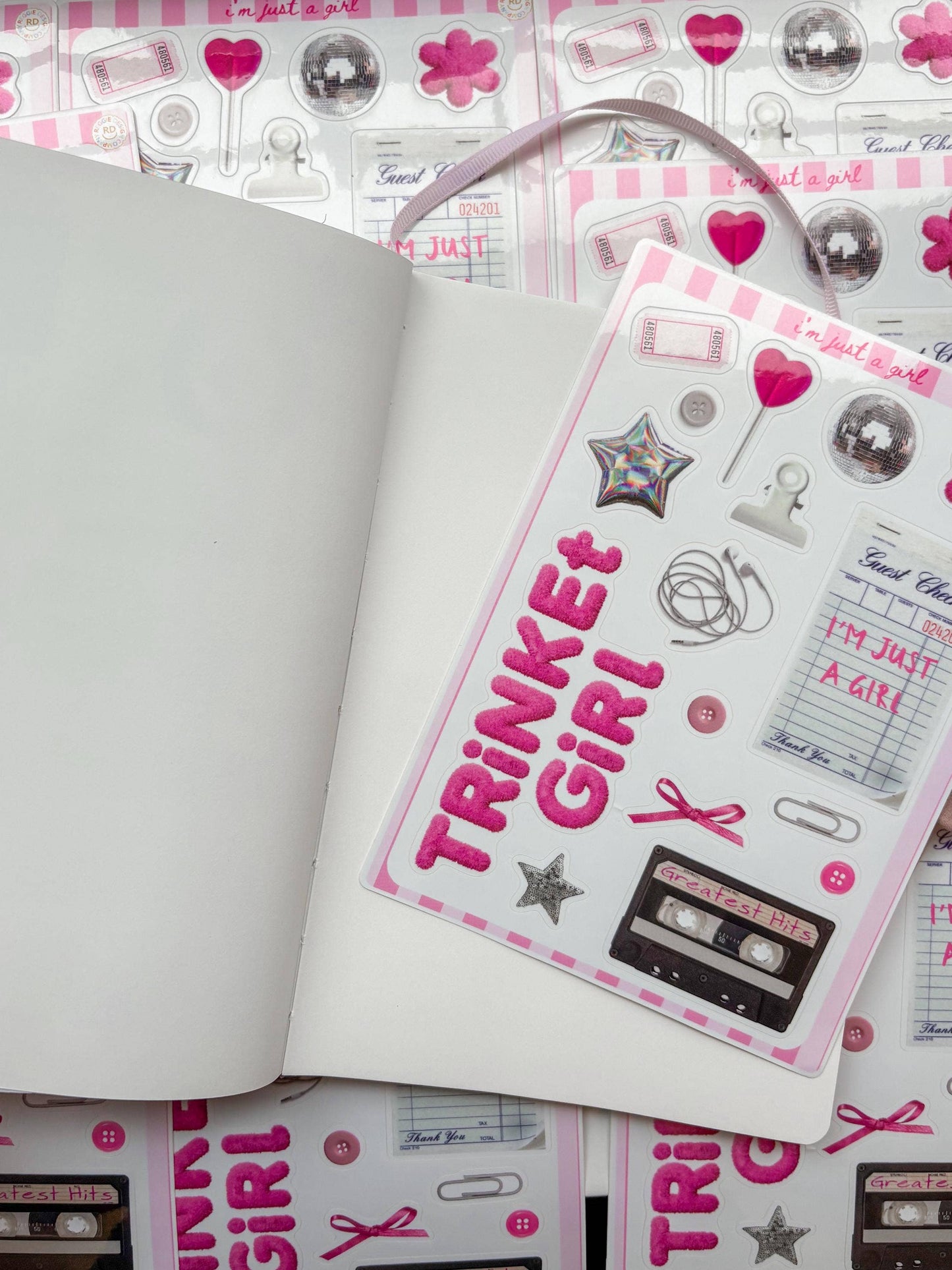 Trinket Girl Junk Journal 5x7 Sticker Sheet, scrapbooking