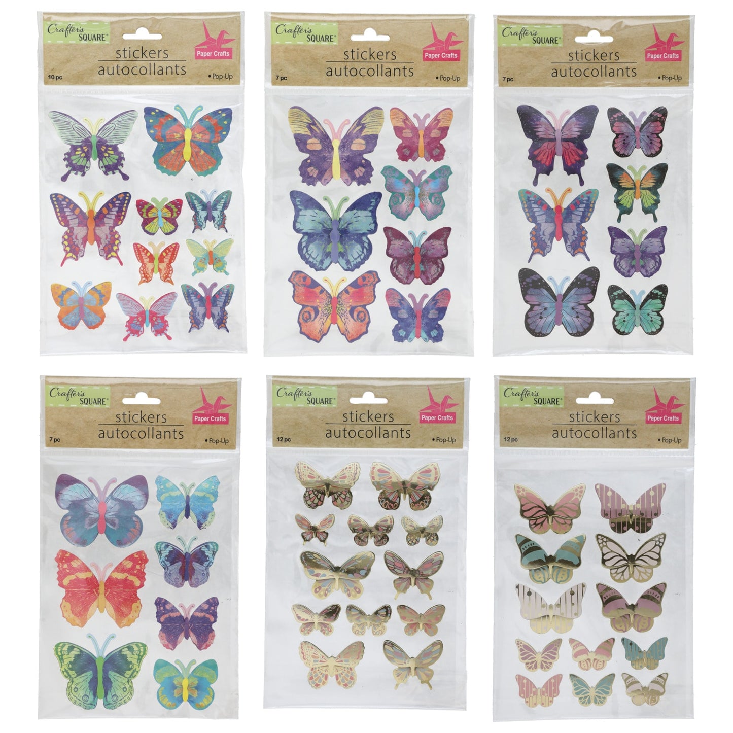 Crafters Square Foil & Glitter Butterfly Pop-up Stickers