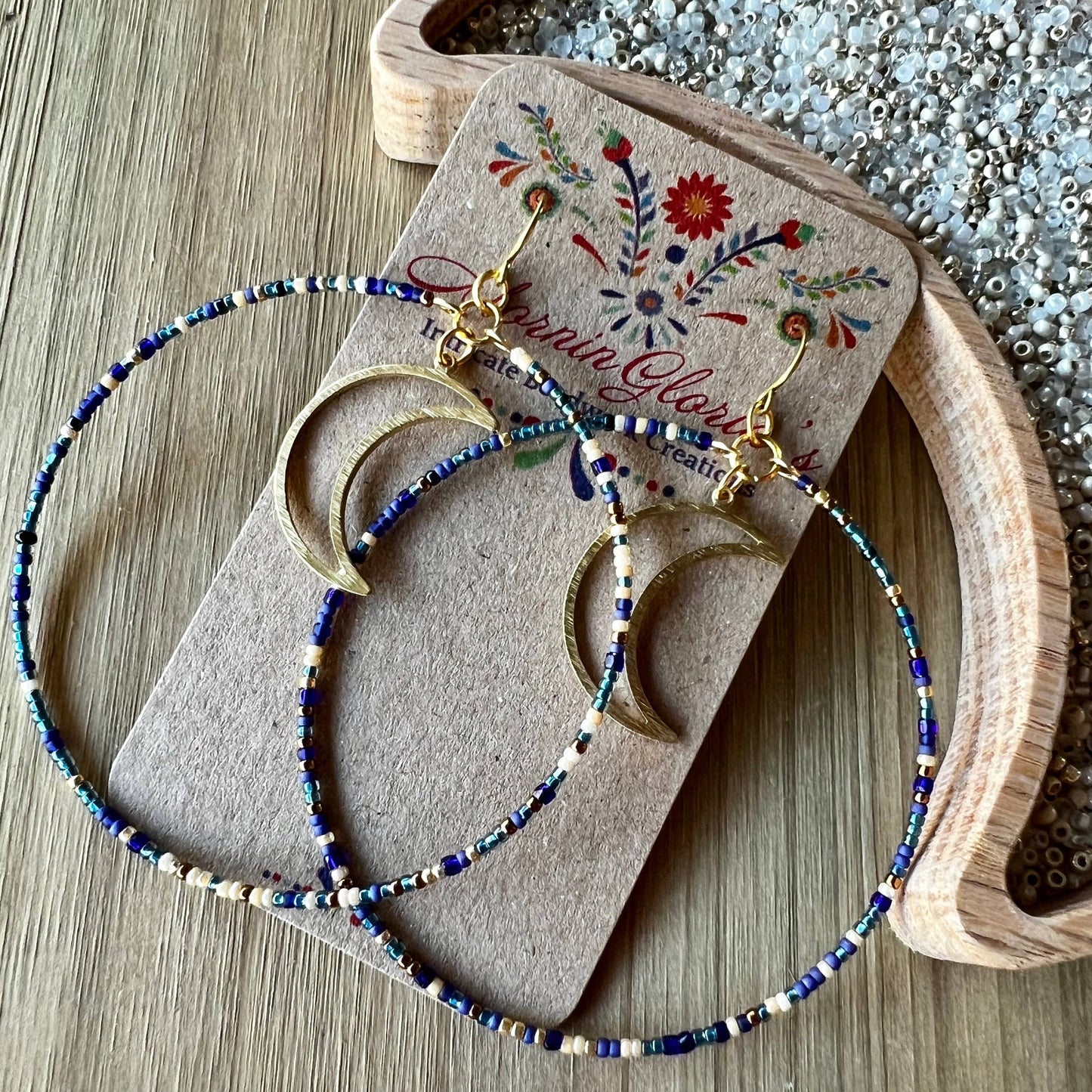 Luna Moon Beaded Hoop Earrings