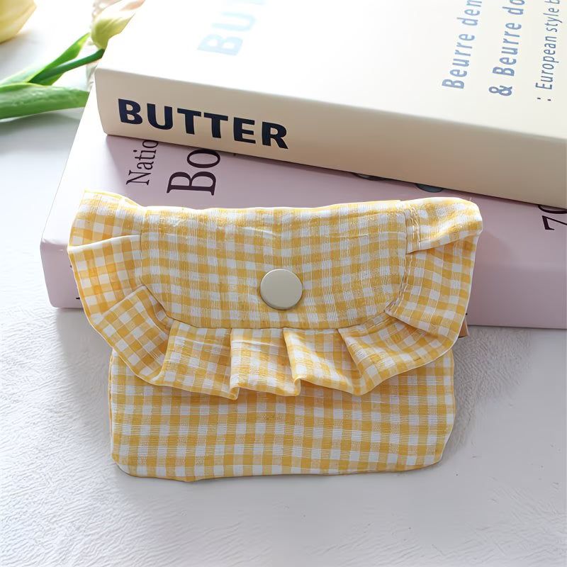 Gingham Print Cloth Coin Purse