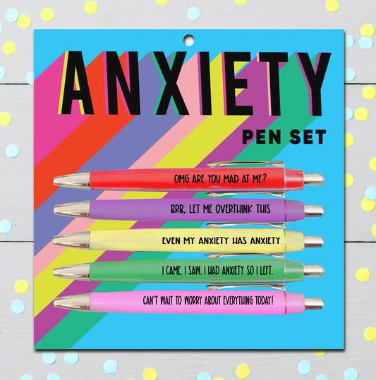 Anxiety Pen Set (funny gift, christmas gift, stocking stuffer