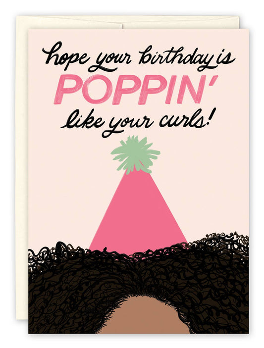 Poppin' Curls Birthday Card