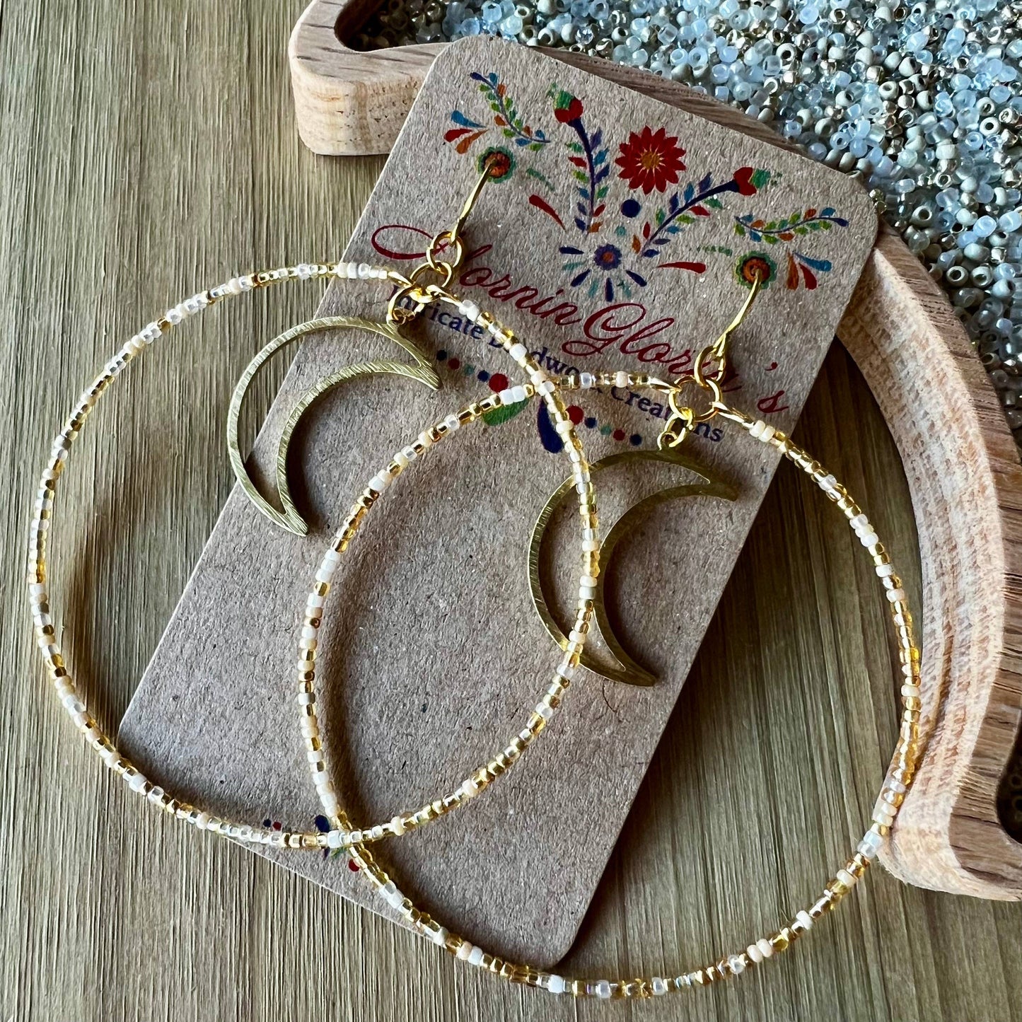 Luna Moon Beaded Hoop Earrings