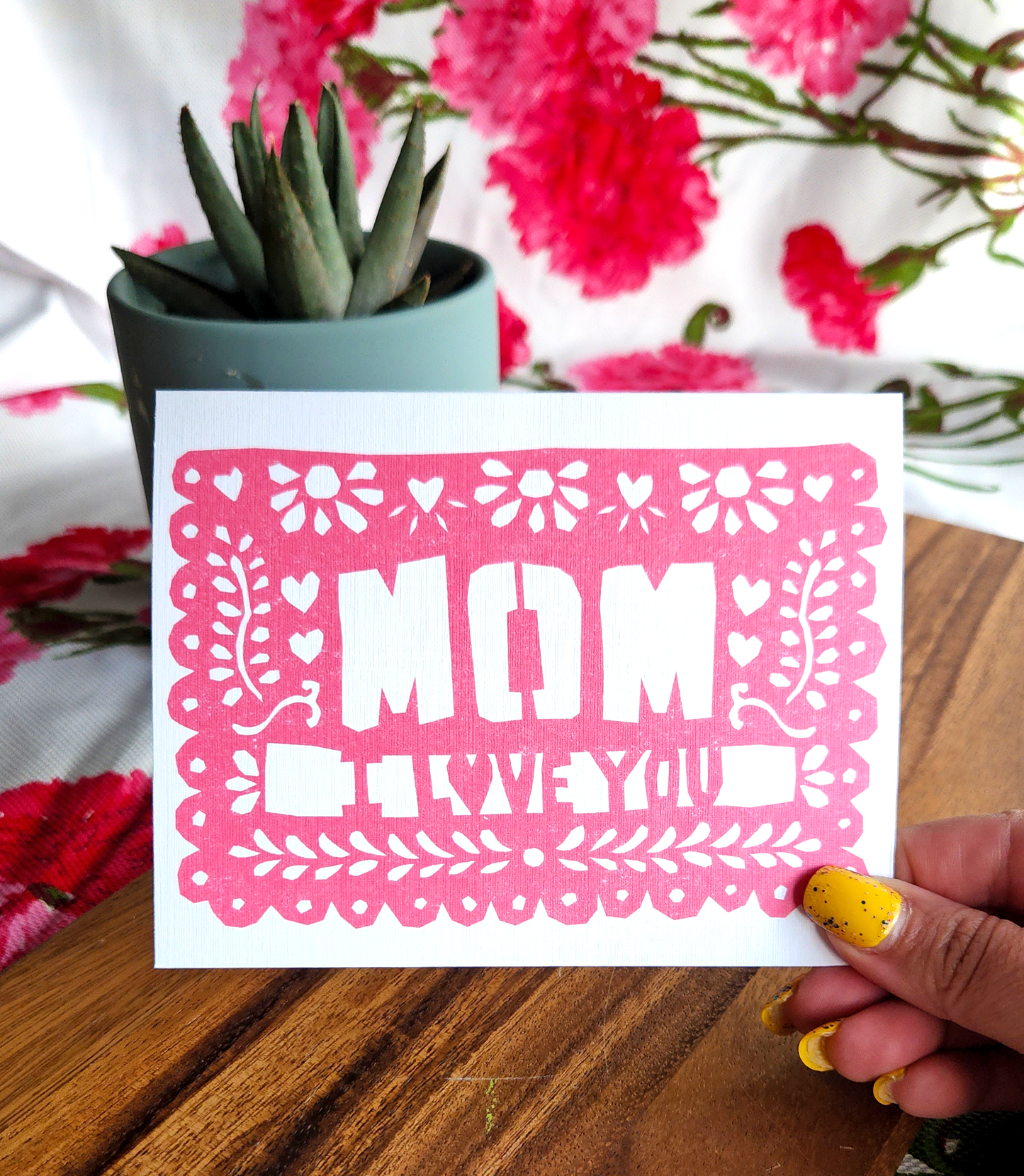 Mom I Love You Papel Picado Greeting Card