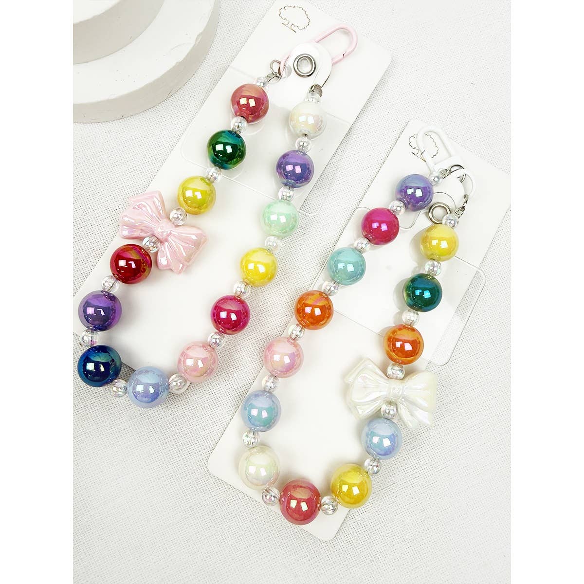 Colorful Bow Mixed Bead keychain wristlet
