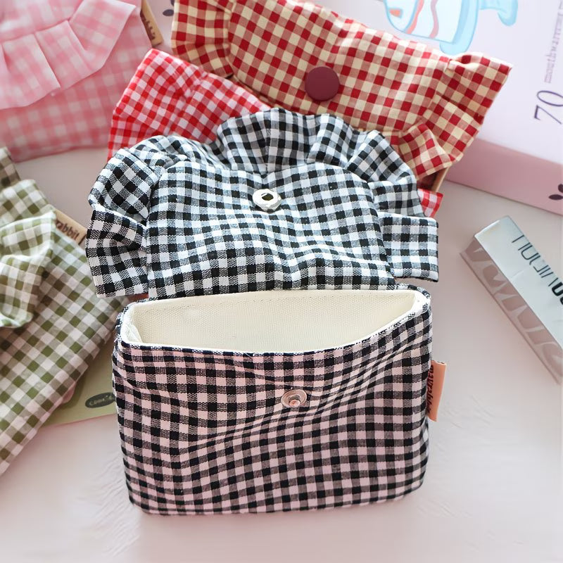Gingham Print Cloth Coin Purse