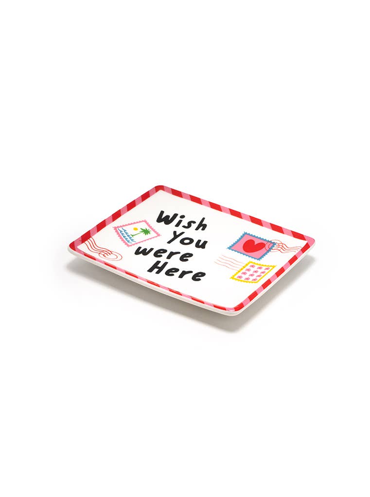 Ceramic Trinket Tray - Postcard - "Wish You Were Here"