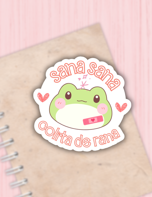Sana sana colita de rana sticker, spanish, laptop decals