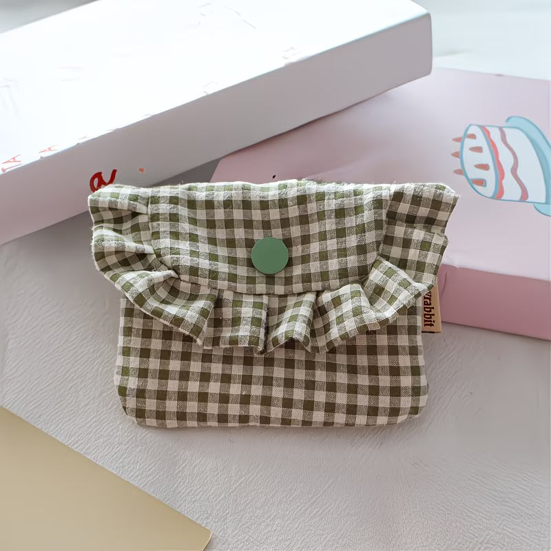 Gingham Print Cloth Coin Purse