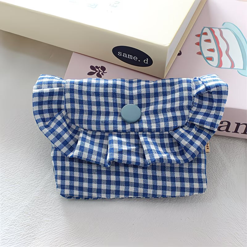Gingham Print Cloth Coin Purse