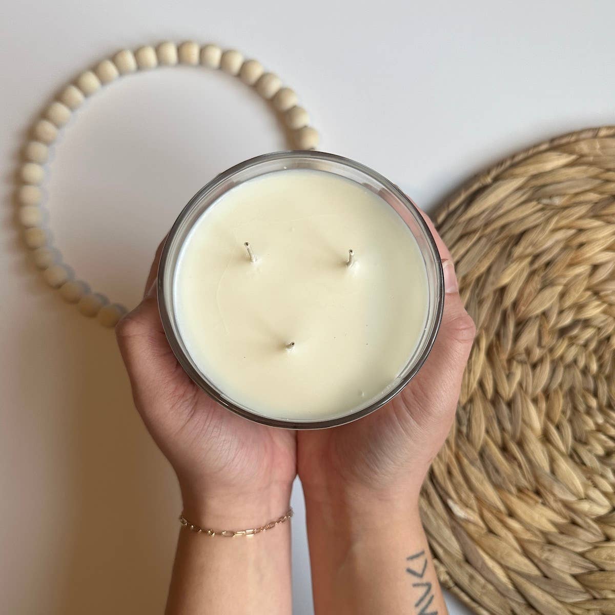 "Bee Happy" 3-Wick Soy Candle - Chamomile and Jasmine - 14oz