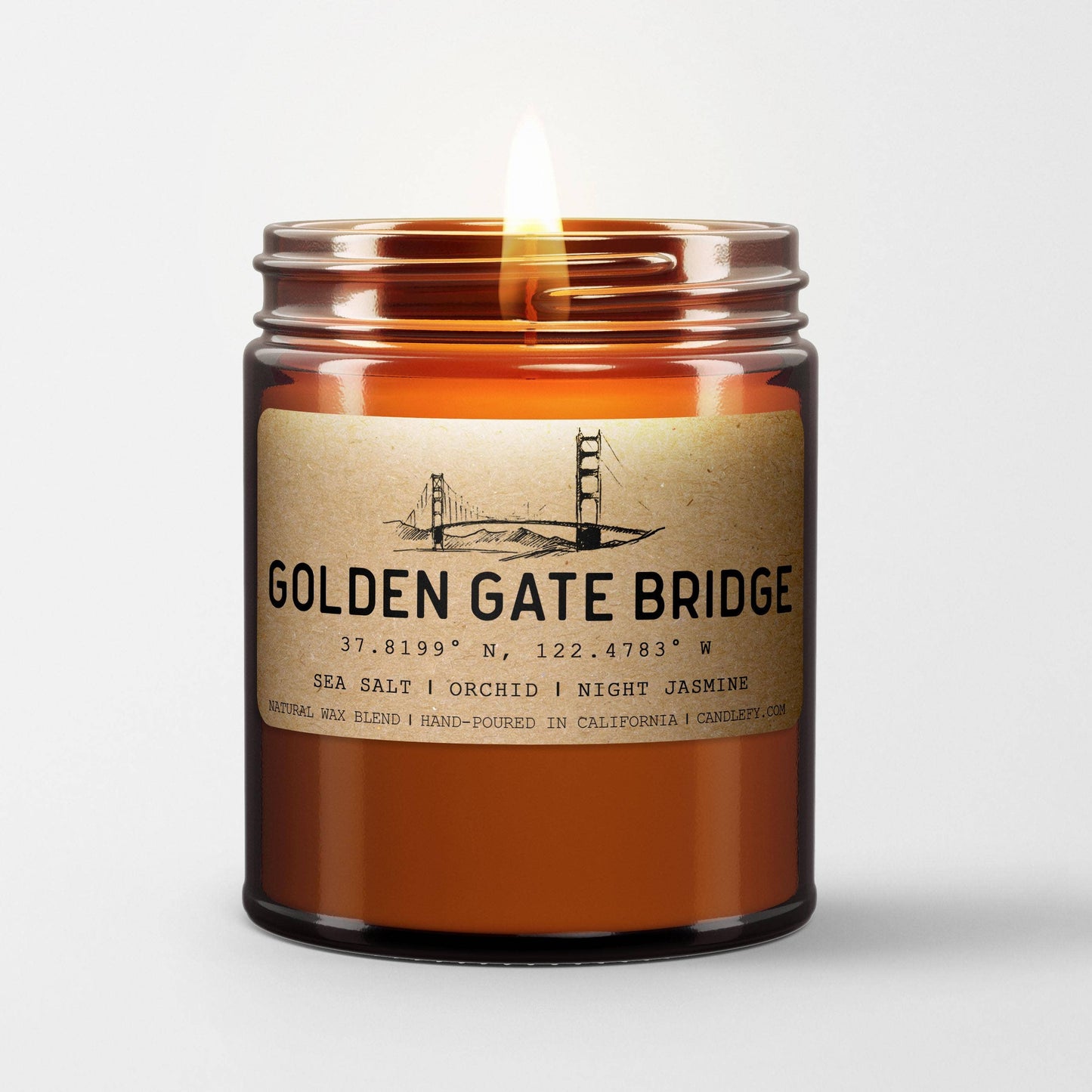 Golden Gate Bridge, California Scented Candle, Amber Glass