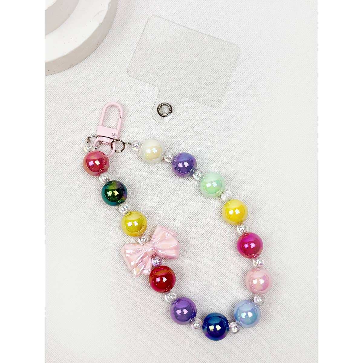 Colorful Bow Mixed Bead keychain wristlet