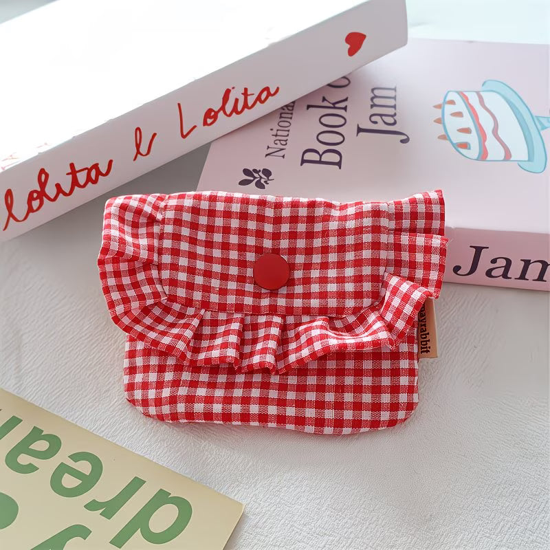 Gingham Print Cloth Coin Purse