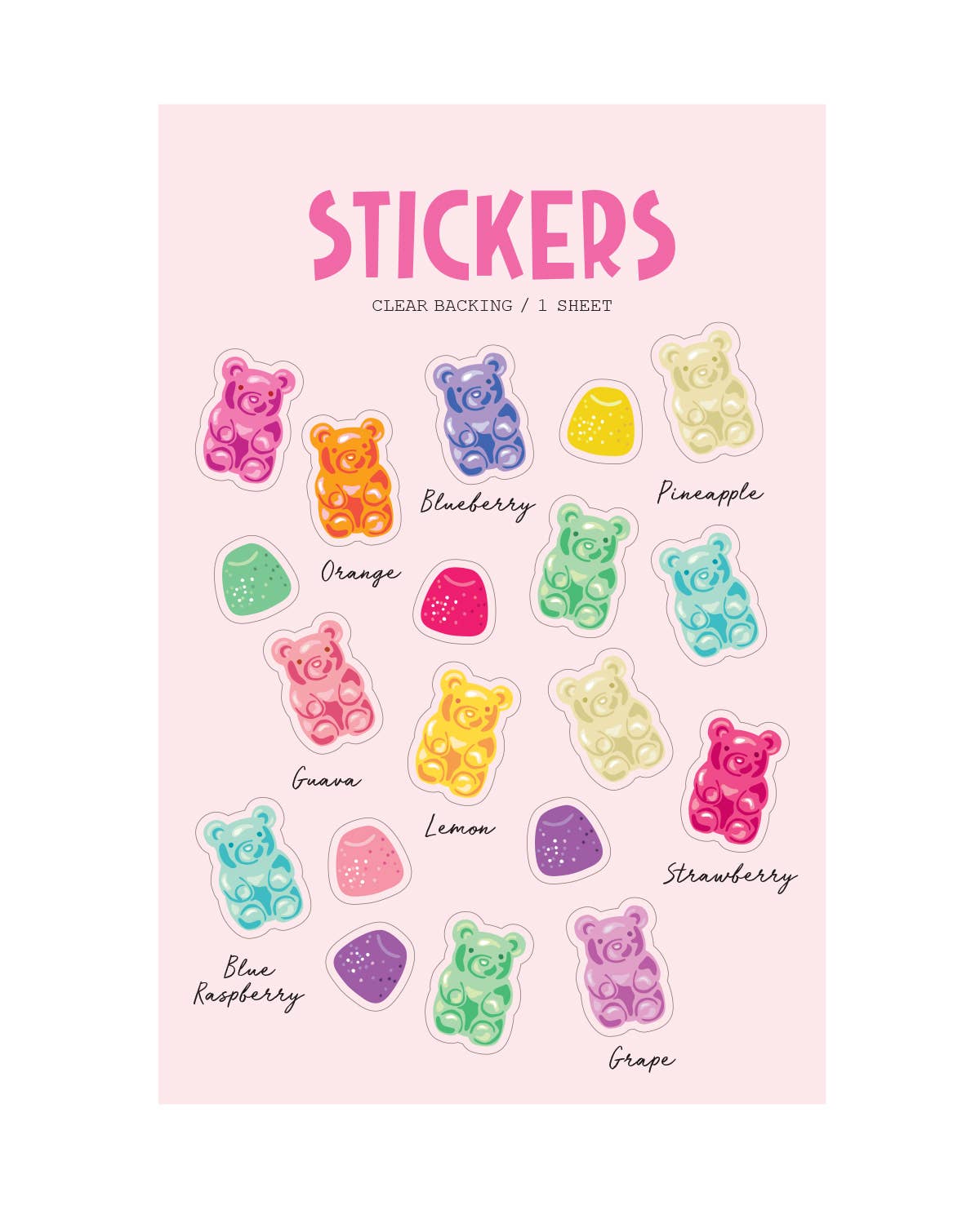 Gummy Bears  Clear Stickers
