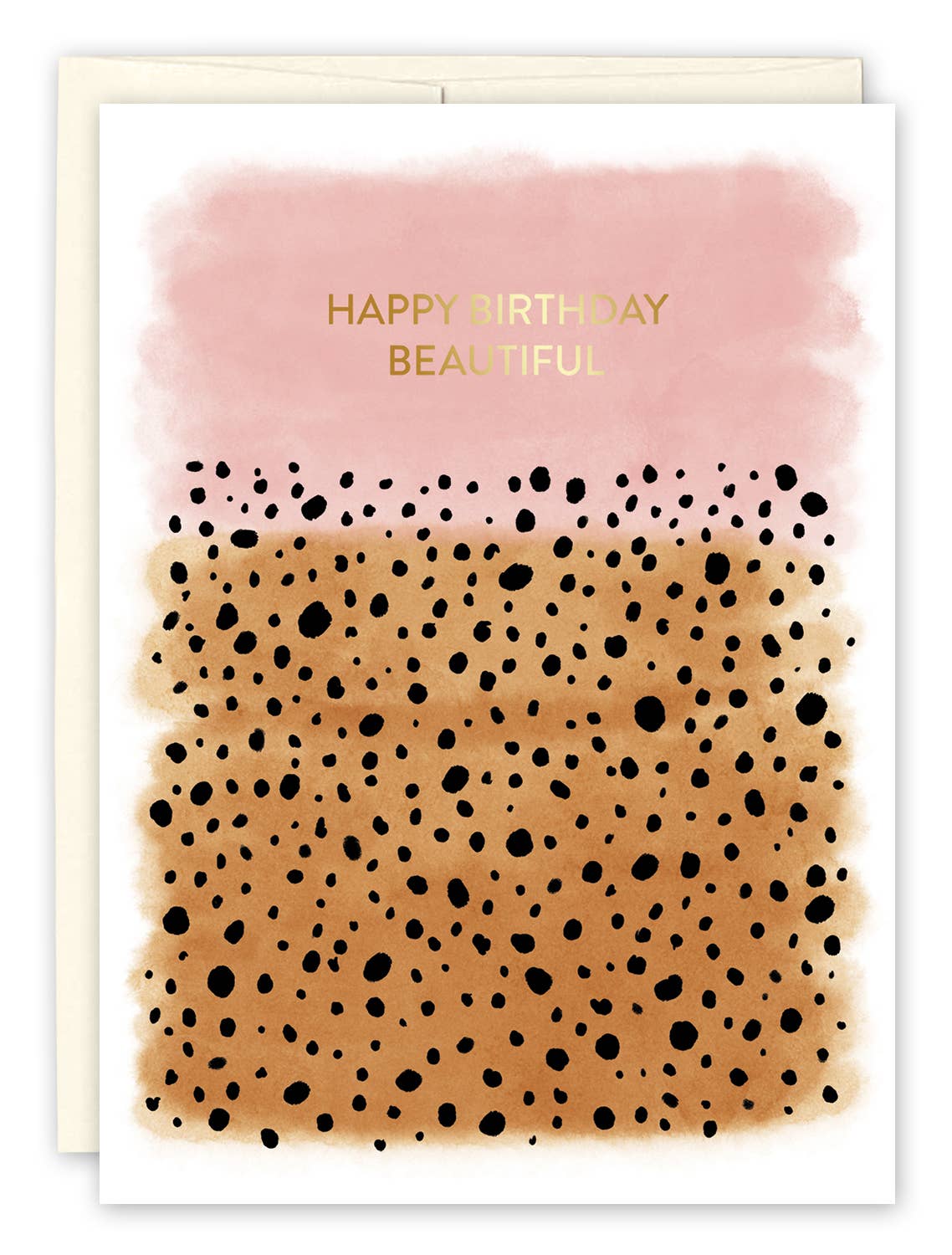 Cheetah Print Happy Birthday Beautiful Card - Gold Foil Stamped