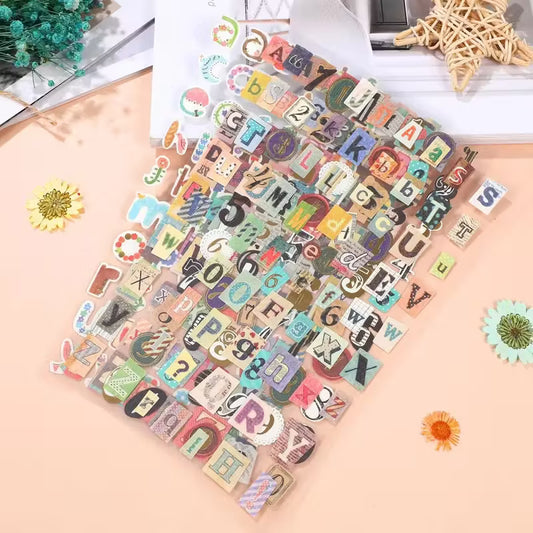 Vintage Letter and Number Sticker Sheets