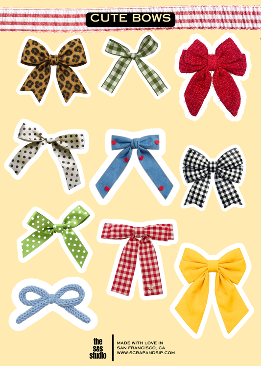 Cute Bows Sticker Sheet | S&S Studio