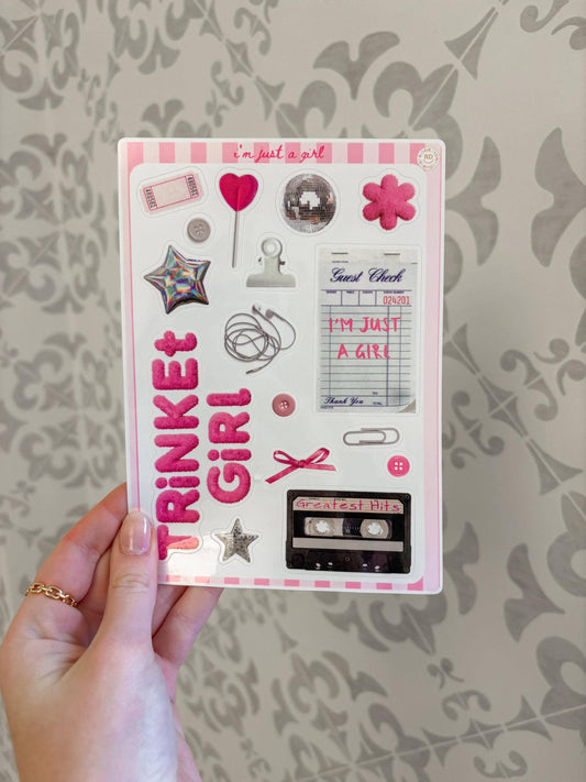 Trinket Girl Junk Journal 5x7 Sticker Sheet, scrapbooking