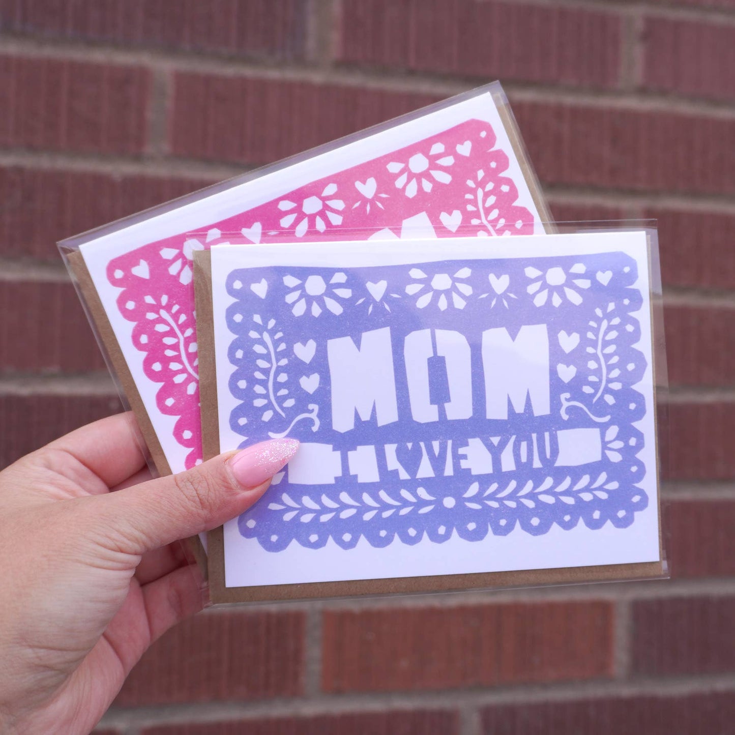 Mom I Love You Papel Picado Greeting Card