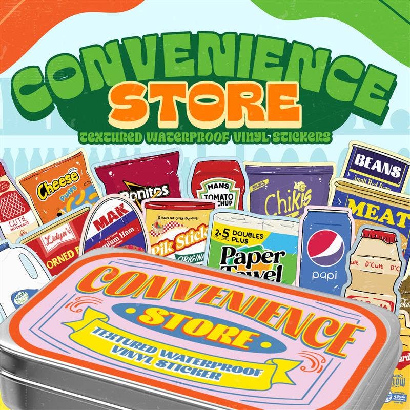 Convenience Store Stickers Tin Can