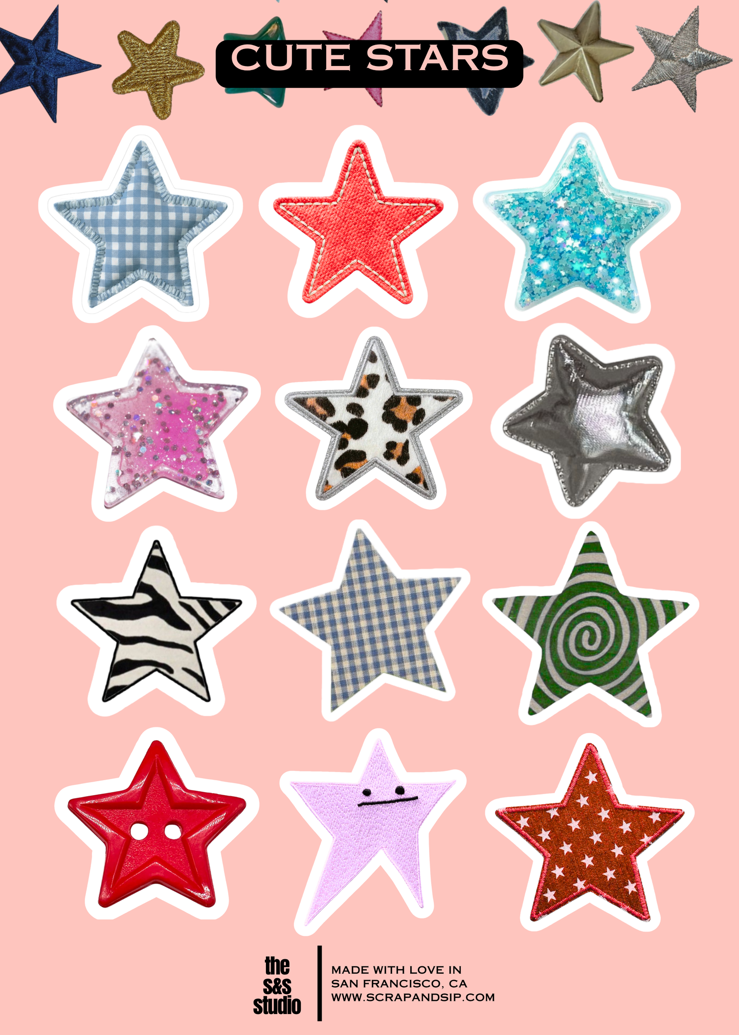 Cute Stars Sticker Sheet | S&S Studio