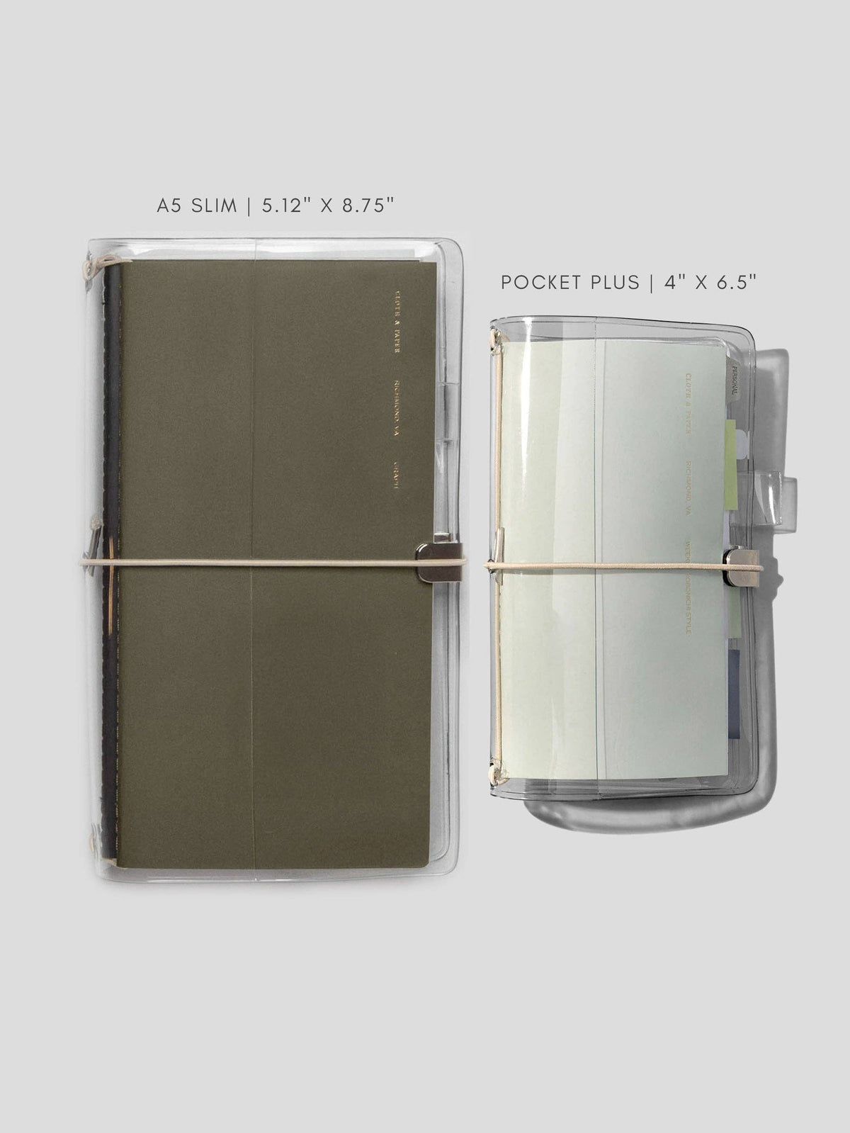 Clear Vinyl Travel Notebook Cover | A5 Slim | Cloth&Paper